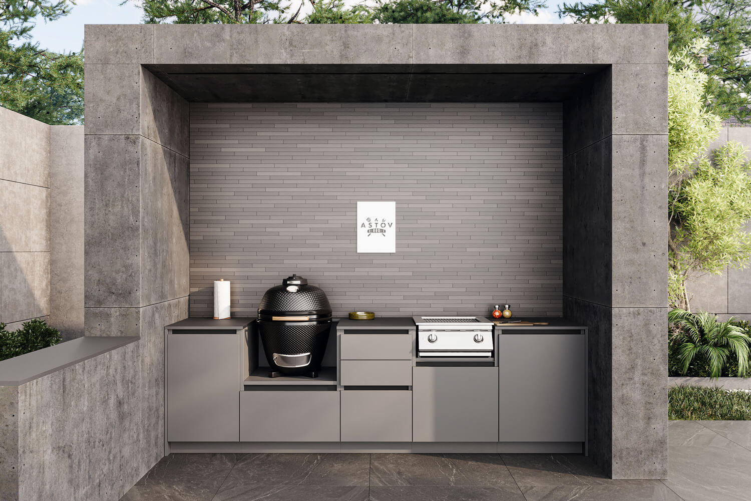 Комплекс барбекю Astov BBQ № 17 (ширина 2840 мм)