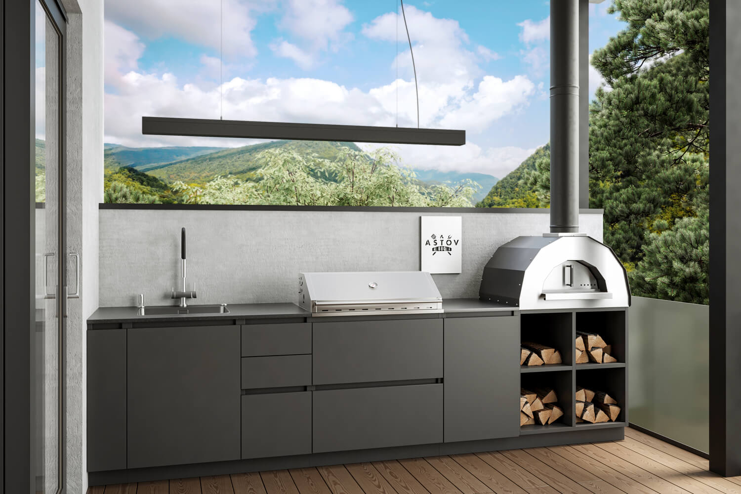 Зона барбекю Astov BBQ № 4 (ширина 3300 мм)