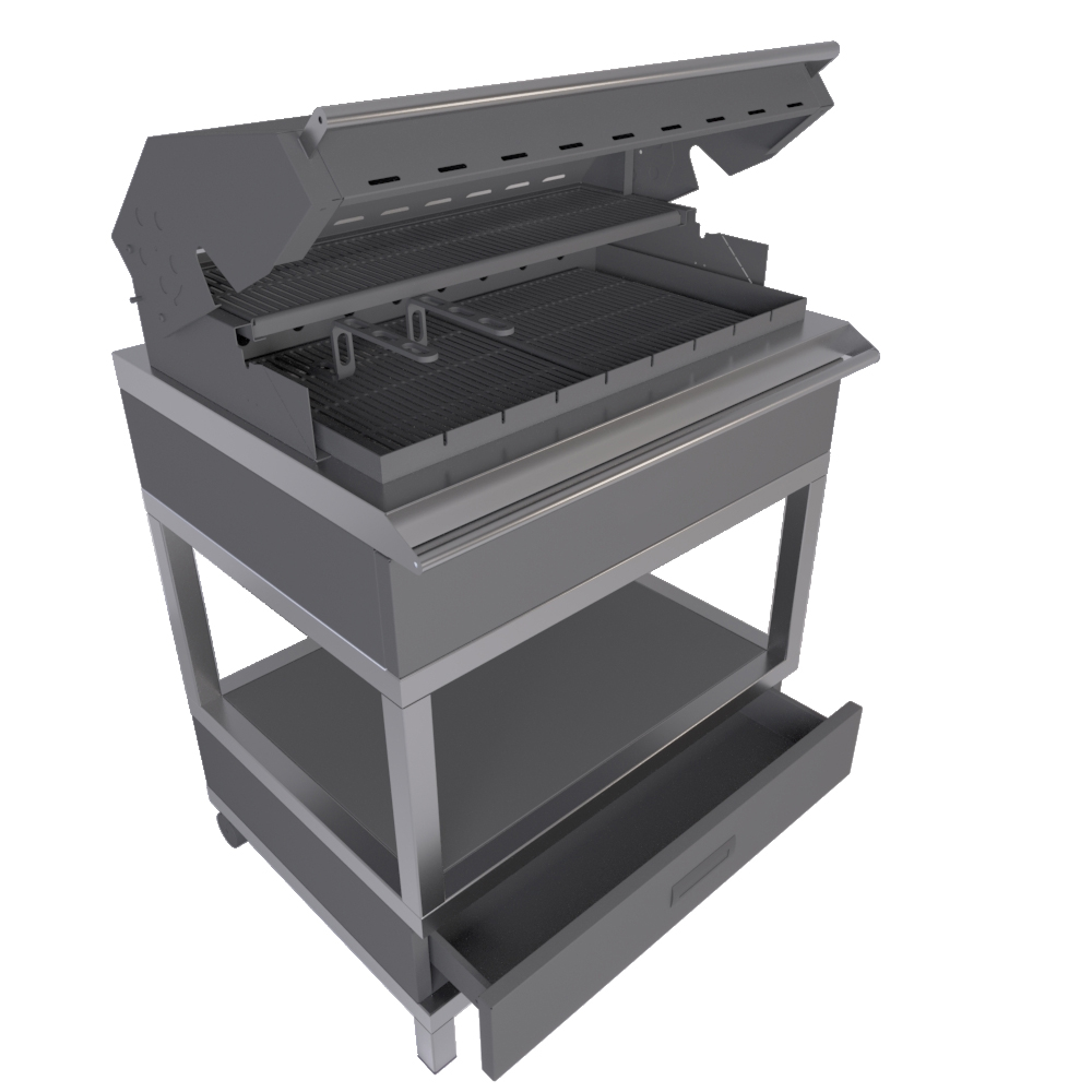 Мобильный модуль с угольным грилем