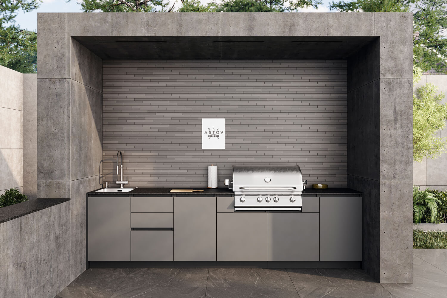 Комплекс барбекю Astov BBQ № 18 (ширина 3240 мм)