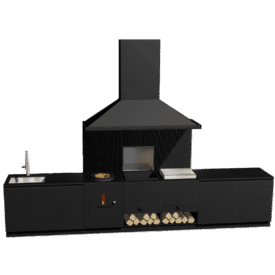 Линейная кухня BBQ ASTOV с печью под казан и мангалом