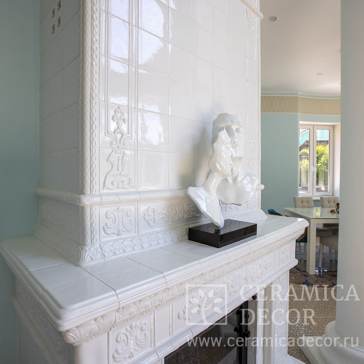 Изразцовый камин Альбион в цвете Арктика