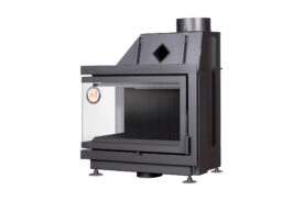 Каминная топка Экокамин Альфа 700 LB два стекла левая черный шамот