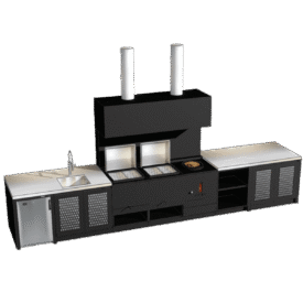 Линейная кухня BBQ ASTOV с 2 мангалами и печью под казан