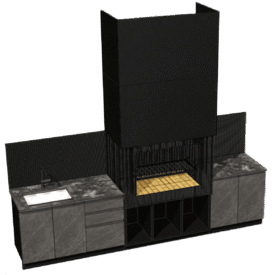 Линейная кухня BBQ ASTOV с камином