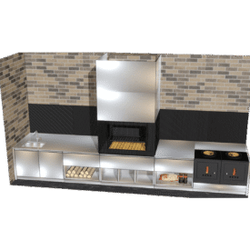 Линейная кухня BBQ ASTOV с 2 печами под казан