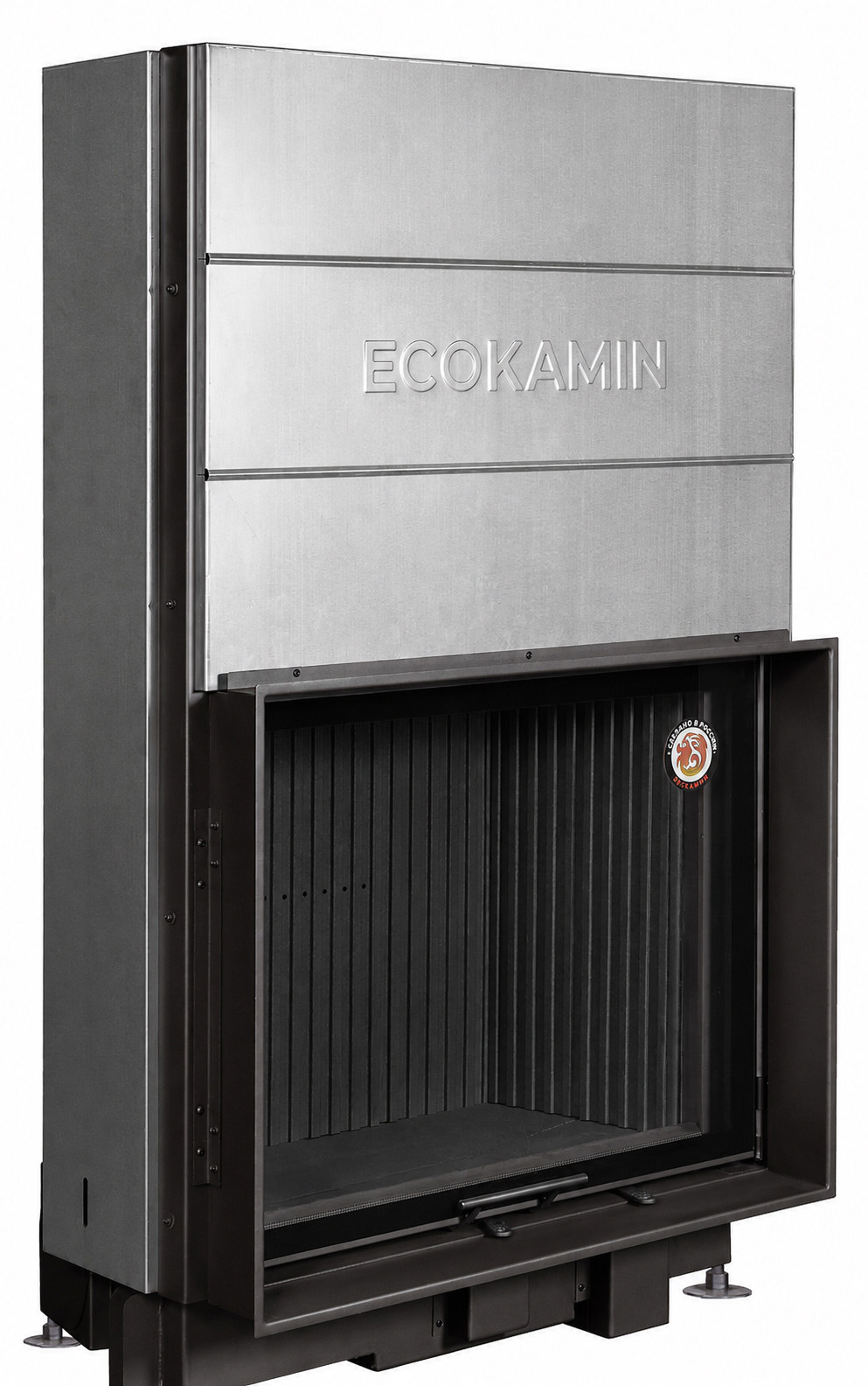 Топка ВЕГА ПРАЙМ 1000PB подовое горение шибер встроенный, рамка декоративная, черный шамот, фото 2