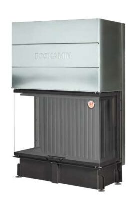 Каминная топка Экокамин ДЕЛЬТА 1200х800х450 PB три стекла подовая черный шамот