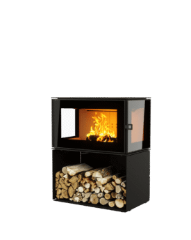 ПЕЧЬ-КАМИН КУБ 3С 800 на дровнике