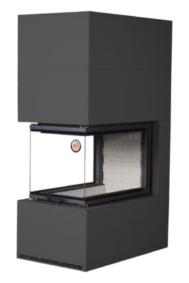 Камин РОДОС 900 ЧЕРНЫЙ, шамот белый